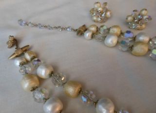   strand vendome pearl crystal aurora borealis necklace set jewelry