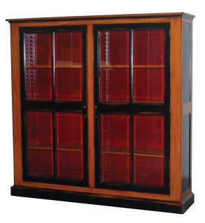 Barrister Mahogany Bookcase Library Vitrine Hardwood Glass Doors New 