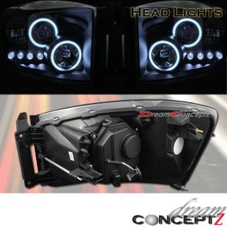   Dodge RAM Dual Halo Projector CCFL Headlights w LED Black Style