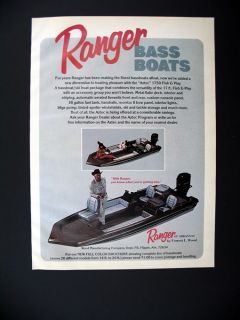 Ranger Bass Boats Aztec 1750 Boat 1978 Print Ad