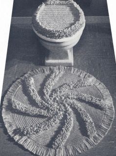 Vintage Crochet Pattern Sunshine Bathroom Rug Lid Set
