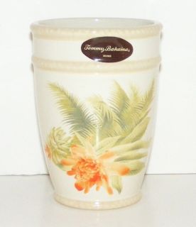 New Tommy Bahama Wicker Floral Tumbler Ceramic Bath Cup Tropical 