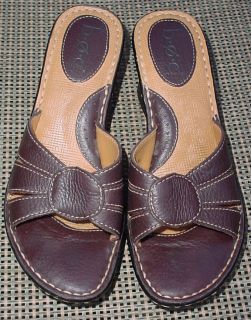 Womens Born BOC B O C Brown Leather Wedge Sandals Sz 8