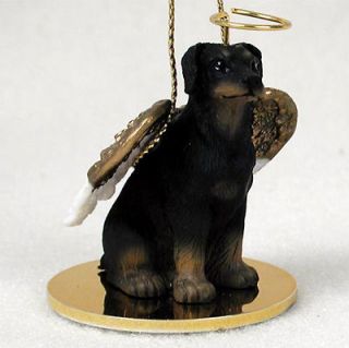 Doberman Pinscher Dog Figurine Angel Statue Hand Painted Black Uncro