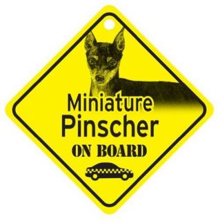 miniature pinscher min pin on board dog car window sign