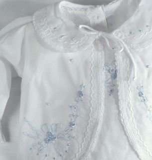 Hand Embroidered Batiste Boy Preemie 1 Diaper Shirt Cottonwhite