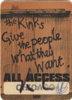 Used backstage pass for the THE KINKS 1981 GIVE THE PEOPLE WHAT THEY 