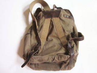 RALPH LAUREN POLO brown canvas w/ leather backpack book bag NWT