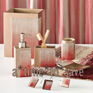 New Bacova Gramercy Red Bronze Gold Shower Curtain Stripe Bathroom 