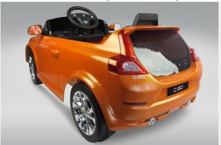 orange volvo ride on toy battery operated car for kids