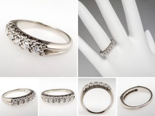Vintage Diamond Wedding Band Ring 14K White Gold skubr0036a