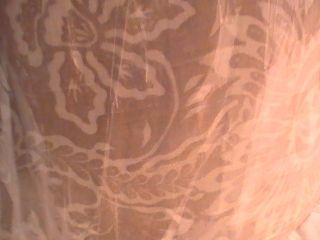New POTTERY BARN Lg Rare Beige Floral Print Tapestry Linen Drum Shade 