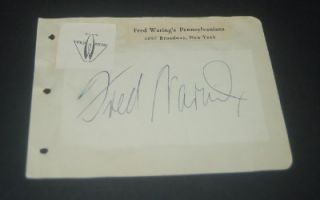 Inventory Clean Out Bandleader Singing Master Fred Waring Signed Page 