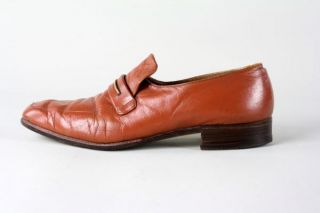 Vintage 60s Bally Silver Wing Bristol Brown Leather Loafer Shoe 11 B 