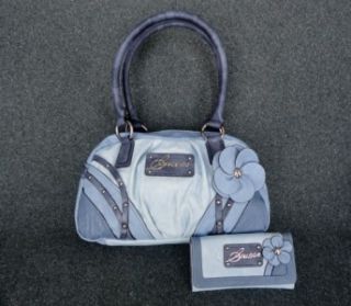 GUESS Bayfield BLUE Handbag purse BOX SATCHEL bag+WALLET NWT NEW