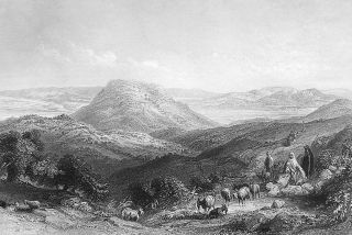 HOLY LAND Mt. Tabor Gilboa & River Jordan   BARTLETT Antique Print