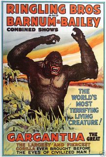 Barnum Bailey Gargantua Gorilla Circus Poster Print 18