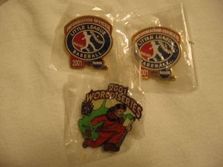 Three 2001 Little League Baseball WORLD SERIES Tournament Pins Unused 