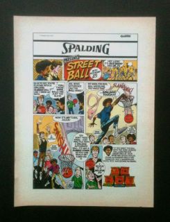   JULIUS ERVING & RICK BARRY Spalding Basketball Vintage Print Ad, Dr. J