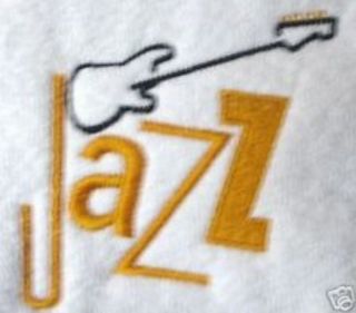Jazz Guitar Music Towel Embroidered Music Theme Bath