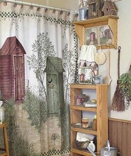 Outhouses Bath Set 5 Piece Country Decor Shower Curtain Rug and More 