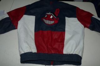 Vintage Pro Player Cleveland Indians MLB Baseball Leather Jacket Mens 