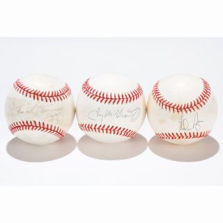 Three autographed baseballs Nolan Ryan and pitching mates Tug McGraw 
