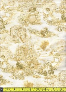 Beatrix Potter Story Taupe White Toile Characters