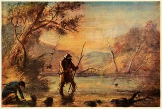   Wild West Stream Trapping Hunting Beaver Alfred Miller River Trap Art