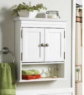 White Cottage Style Bathroom Wall Cabinet Storage Shelf