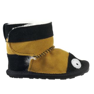 Emu Infant Fur Boots Bee Walkers Sheepskin Black Yellow B103 Sz 18 24 