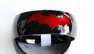   Steel Chrome Engraved Comic Batman Red Ring Black Friday Sale
