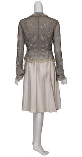 Badgley Mischka Couture Beaded Jacket Dress Suit 6 New