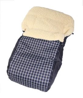 Baby Sleeping Bag Bunting Bag Footmuff 100 Wool Navy Plaid Color