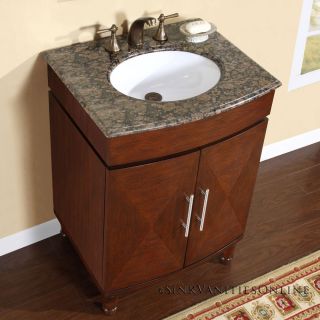   Small Granite Stone Top Bathroom Vanity Single Sink Cabinet