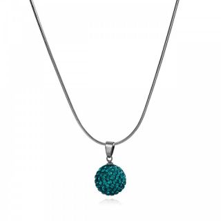 Fashion Jewelry Indicolite Pave Crystal Ball Pendant Necklace