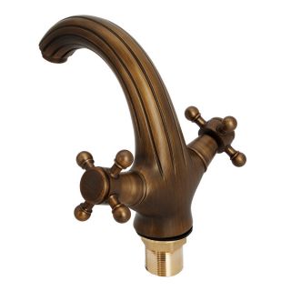 Durable Antique Copper Bathroom Basin Sink Cross Handle Faucets Mixer 