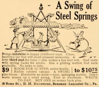 1909 Ad Antique Swing Steel Springs Lawn Furniture Original 