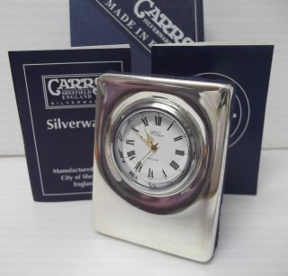   Boxed Solid Sterling Silver Bedside Travel Clock London NR Mint