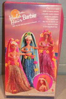 1996 Mattel Barbie Hula Hair Doll Hawaiian Gold Skirt 17047 Bikini 