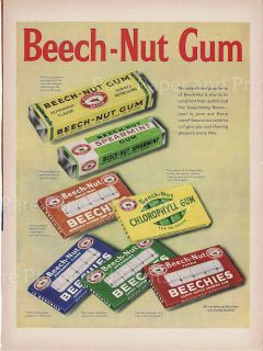 Sweet Beech Nut Chewing Gum  Illustrated 1953 Vintage Original Print 