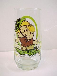 The Flintstone Kids BARNEY Drinking Glass  1986 Pizza Hut Premium Mfgd 
