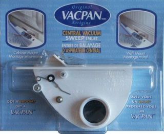 Vacpan Central Vacuum Sweep Inlet White Cabinet Wall Mount