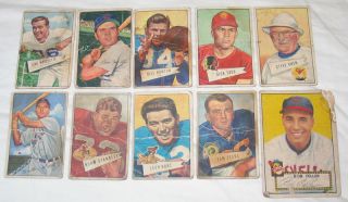 1952 Bowman & Topps FOOTBALL BASEBALL Vintage Lot 10 Sports Cards