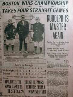 1914 newspapers Baseball World Series MIRACLE BOSTON BRAVES v 