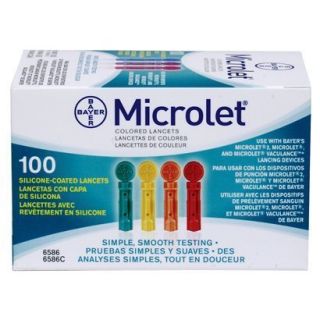 100 Bayer Microlet Multi Colored Lancets Exp 11 2015 Multi Colored 