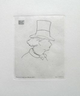 Edouard Manet Profile of Charles Baudelaire Etching Signed in The 