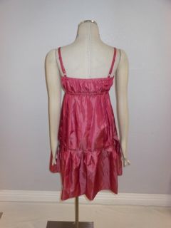 BCBG Paris $182 Pink Berry Irridecent Ruched Waist Neckline Dress Sz 4 