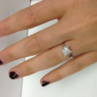 52 Ct Princess Cut Real vs Diamond Engagement Ring 14k White Gold 