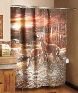    Woodland Deer Shower Curtain Cabin Lodge Rustic Bathroom Bath Decor